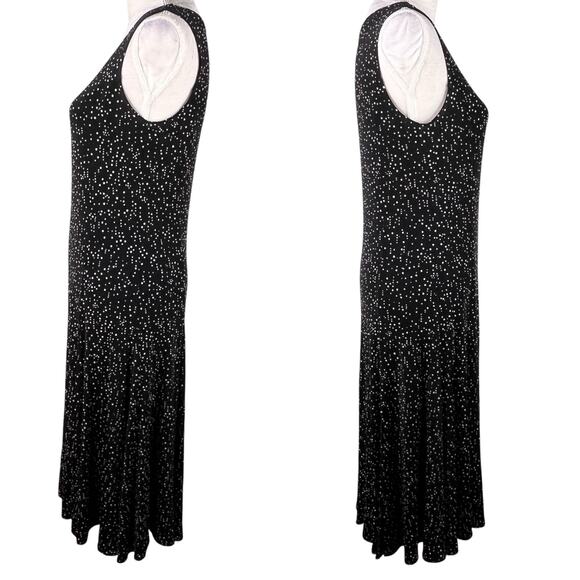 Chico's Travelers Dress Midi Size 1 Sleeveless Black White Polka Dots 8 - Picture 3 of 12